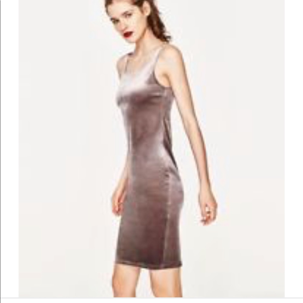Zara Grey Velvet Tank Dress sz Small